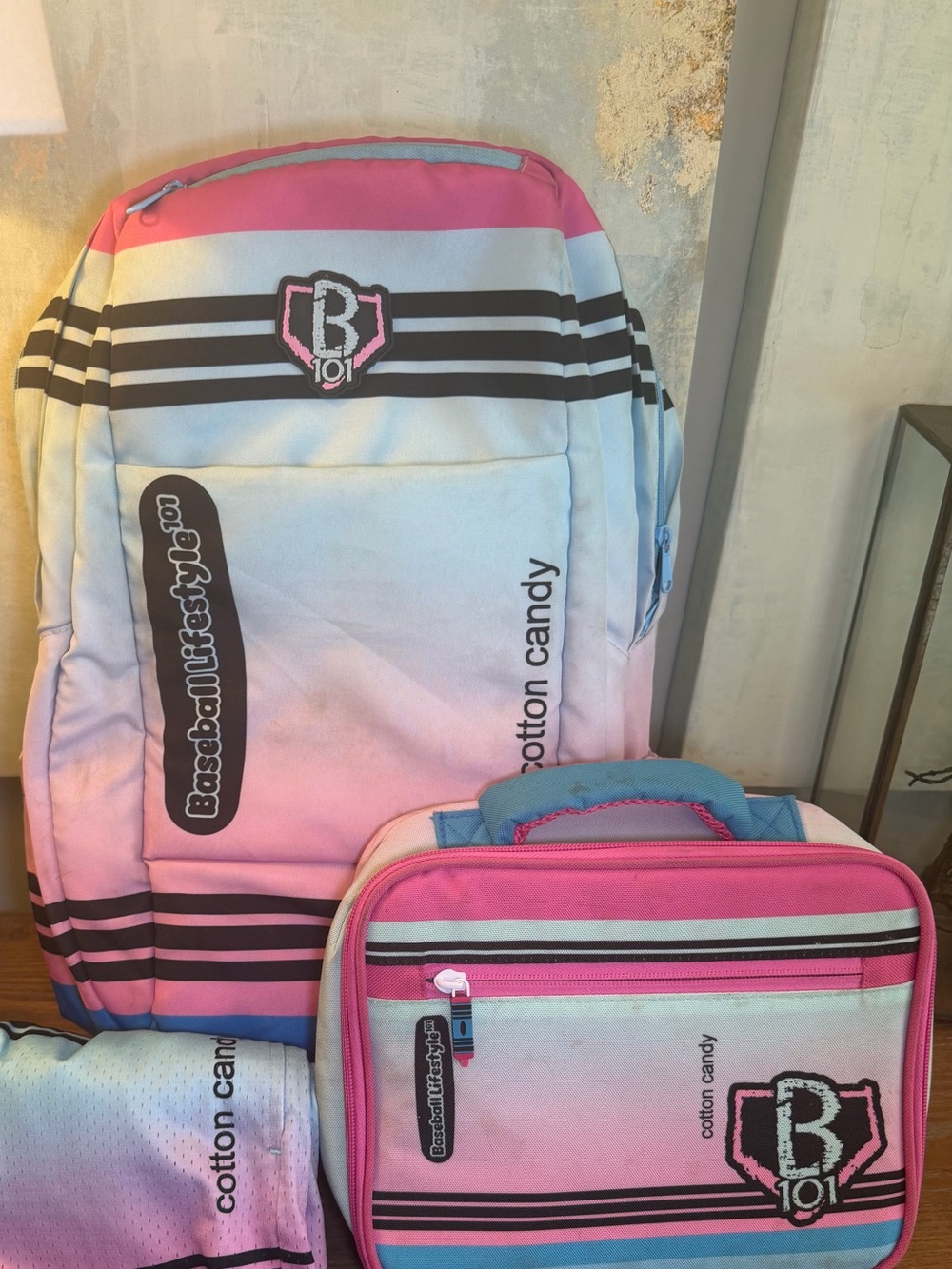 B101 Cotton Candy Kids Backpack & Lunch Bag Set - Pink Gradient